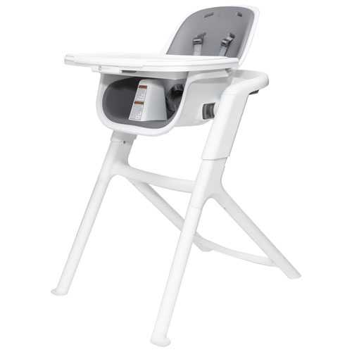 Chaise haute Connect avec plateau de 4moms - Blanc/Gris