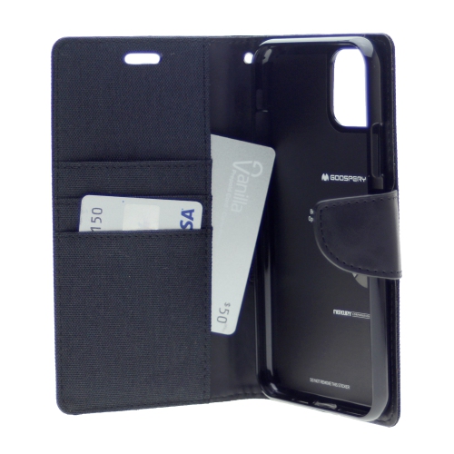 TopSave Goospery CANVAS Card Slot w/Magnetic Clip Denim Cloth Folio Wallet Flip iPhone 13, Black