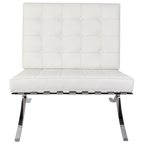 Fairy Home Cross Genuine Leather Tufted Chaise Lounge Chair - White