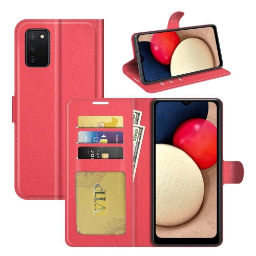 [CS] Samsung Galaxy A03s Case, Magnetic Leather Folio Wallet Flip Case Cover with Card Slot, Red