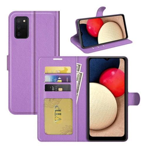 [CS] Samsung Galaxy A03s Case, Magnetic Leather Folio Wallet Flip Case Cover with Card Slot, Purple