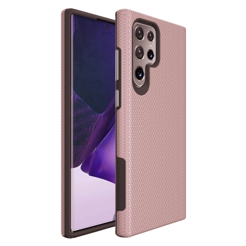 【CSmart】 Slim Fitted Hybrid Hard PC Shell Shockproof Scratch Resistant Case Cover for Samsung S22 Ultra, Rose Gold