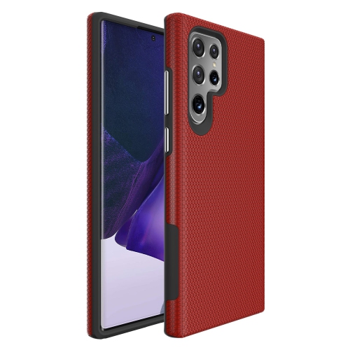 【CSmart】 Slim Fitted Hybrid Hard PC Shell Shockproof Scratch Resistant Case Cover for Samsung Galaxy S22 Ultra, Red