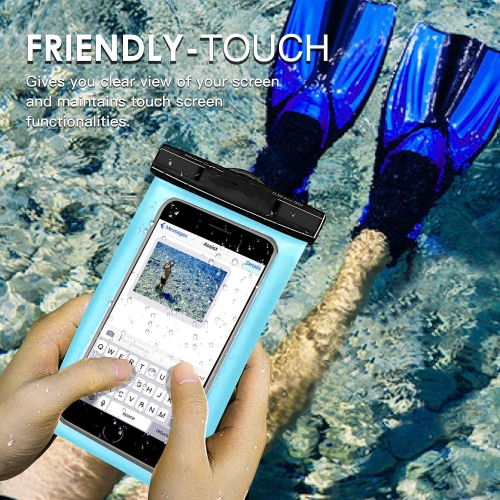 Universal Waterproof Underwater Dry Bag Pouch Case Swim Cover Fits for iPhone Samsung Cell Mobile Phones, Blue
