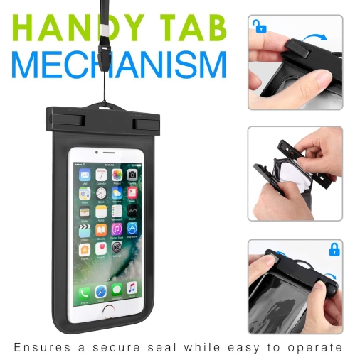 Universal Waterproof Underwater Dry Bag Pouch Case Swim Cover Fits for iPhone Samsung Cell Mobile Phones, Black