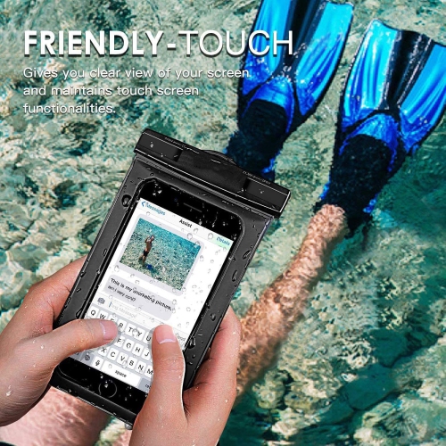 Universal Waterproof Underwater Dry Bag Pouch Case Swim Cover Fits for iPhone Samsung Cell Mobile Phones, Black