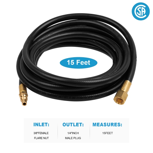 1/4-inch BBQ LP Gas Line Quick Disconnect Hose for Camp Chef Stove Pit Boss Burner with 3/8-inch Female Flare Fitting x 1/4-inch Full Flow Male Plug