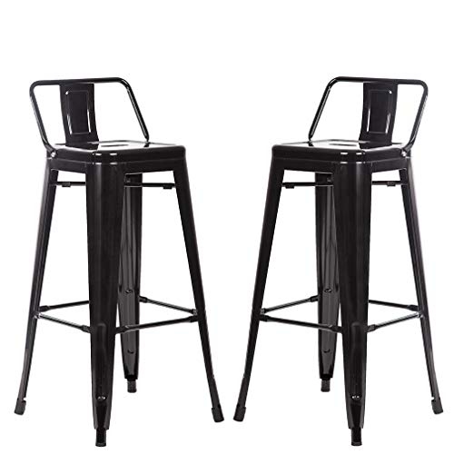 FDW Metal Bar Stool Set of 2 Height Adjustable 30 Inches Stackable Barstools Low Backrest Kitchen Chairs Patio Chairs Dining Stool Tolix Style Bar