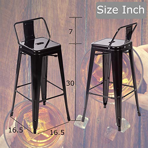 FDW Metal Bar Stool Set of 2 Height Adjustable 30 Inches Stackable Barstools Low Backrest Kitchen Chairs Patio Chairs Dining Stool Tolix Style Bar