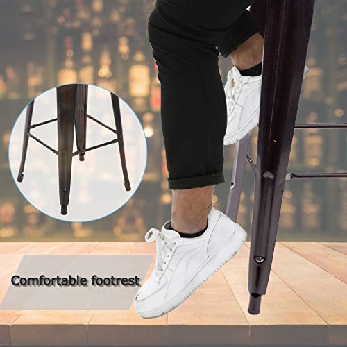 FDW Metal Bar Stool Set of 2 Height Adjustable 30 Inches Stackable Barstools Low Backrest Kitchen Chairs Patio Chairs Dining Stool Tolix Style Bar