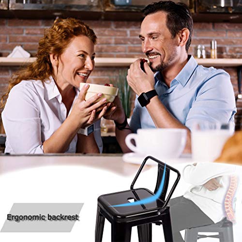 FDW Metal Bar Stool Set of 2 Height Adjustable 30 Inches Stackable Barstools Low Backrest Kitchen Chairs Patio Chairs Dining Stool Tolix Style Bar