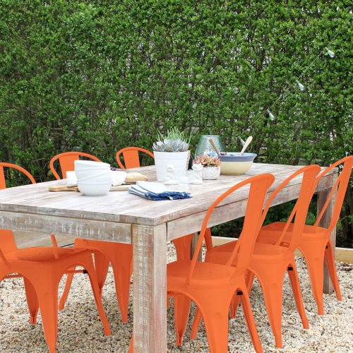 Ensemble de 4 chaises de salle à manger d’intérieur en métal chaises de patio 18 po hauteur siège en métal 330 LB capacité maximale chaises de