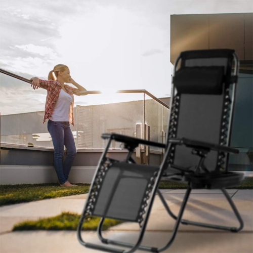 Chaises de patio Zero Gravity Chaise longue de jardin Ensemble de 2 chaises de patio avec coussin et porte-gobelet chaises de patio ajustables de