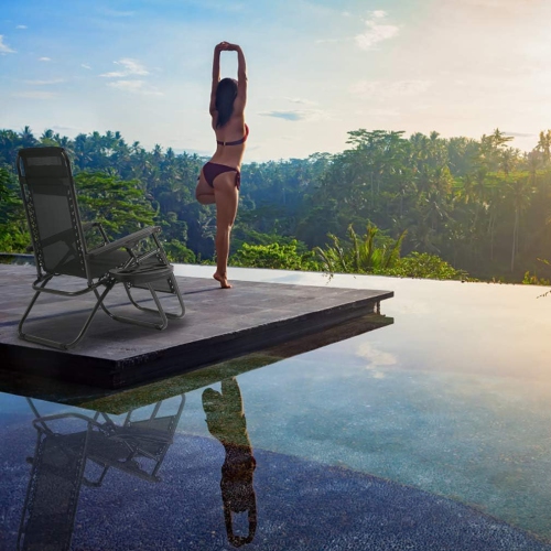 Chaises de patio Zero Gravity Chaise longue de jardin Ensemble de 2 chaises de patio avec coussin et porte-gobelet chaises de patio ajustables de