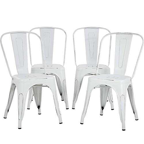 FDW  Metal Chairs Dining Chairs Tolix Restaurant Chair Set Of 4 Kitchen Chair 18? Seat Height Chic Trattoria Metal Indoor/outdoor Side Bar Chairs