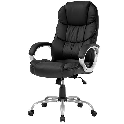 Office Chair Computer High Back Adjustable Ergonomic Desk Chair Executive PU Leather Swivel Task Chair with Armrests Lumbar Support