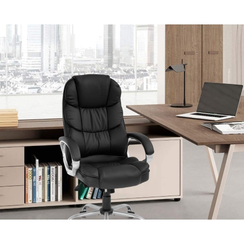 Office Chair Computer High Back Adjustable Ergonomic Desk Chair Executive PU Leather Swivel Task Chair with Armrests Lumbar Support