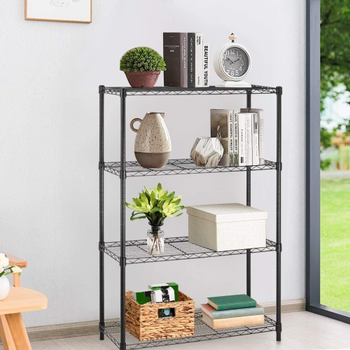 36" L×14" W×54" H Wire Shelving Unit Metal Shelf with 4 Tier Adjustable Layer Rack Strong Steel for Restaurant Garage Pantry Kitchen Garage?Black