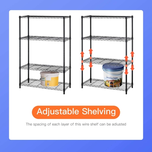 36" L×14" W×54" H Wire Shelving Unit Metal Shelf with 4 Tier Adjustable Layer Rack Strong Steel for Restaurant Garage Pantry Kitchen Garage?Black