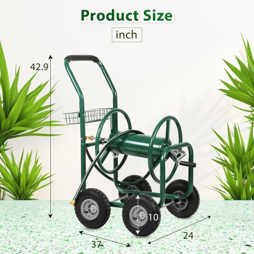 Garden Hose Reel Cart Tools Outdoor Yard Water Truck Heavy DutyWater Planting, Green