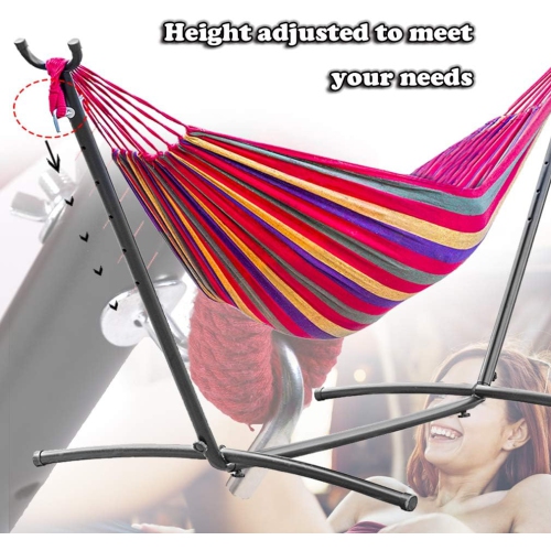 FDW Double Hammock Stands,Portable Hammock Stand Heavy Duty Steel Stand for Outdoor Patio or Indoor with Portable Carrying Bag,Red