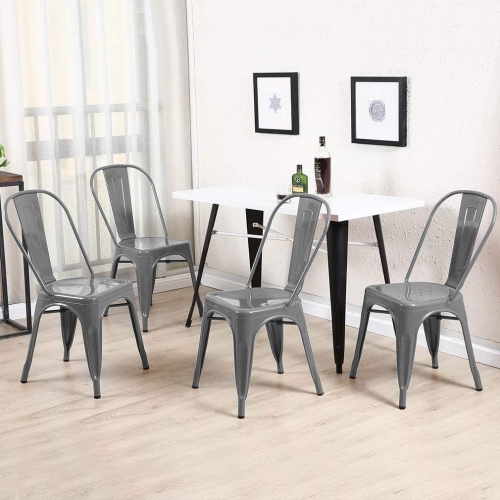 FDW Metal Dining Chairs Set of 4 Indoor Outdoor Chairs Patio Chairs Kitchen Metal Chairs 18 Inch Seat Height Restaurant Chair Metal Stackable Chair