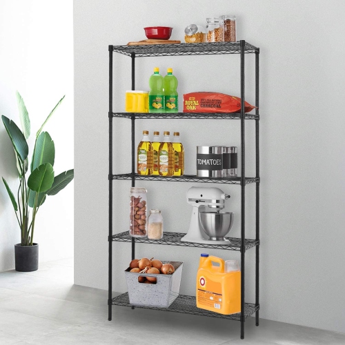 36" L×14" W×72" H Wire Shelving Unit Metal Shelf with 5 Tier Adjustable Layer Rack Strong Steel for Restaurant Garage Pantry Kitchen Garage?Black