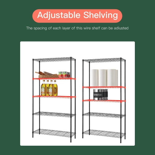 36" L×14" W×72" H Wire Shelving Unit Metal Shelf with 5 Tier Adjustable Layer Rack Strong Steel for Restaurant Garage Pantry Kitchen Garage?Black