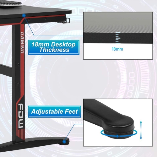 Gaming Desk Computer Desk 47.2 inches Writing Desk Office Desk Student PC Desk Extra Large Modern Ergonomic Racing Style Table Workstation Carbon