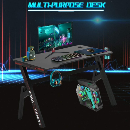 BestOffice Computer Desk,Gaming Desk 45.2 inches PC Desk Writing Desk Office Desk Extra Large Modern Ergonomic Racing Style Table Workstation Carbon