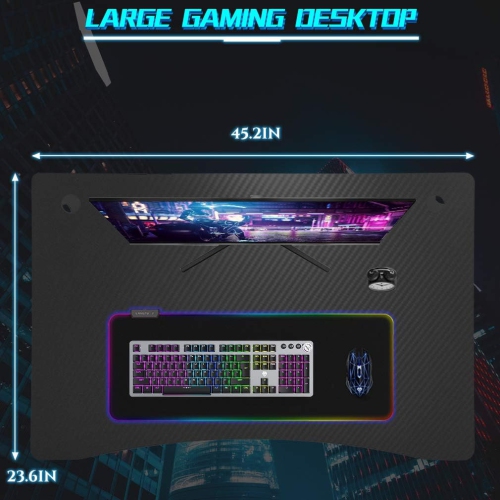 BestOffice Computer Desk,Gaming Desk 45.2 inches PC Desk Writing Desk Office Desk Extra Large Modern Ergonomic Racing Style Table Workstation Carbon