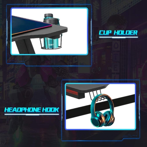 BestOffice Computer Desk,Gaming Desk 45.2 inches PC Desk Writing Desk Office Desk Extra Large Modern Ergonomic Racing Style Table Workstation Carbon