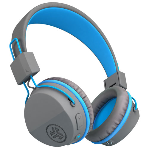 JLab JBuddies Studio On-Ear Bluetooth Kids Headphones - Grey/Blue