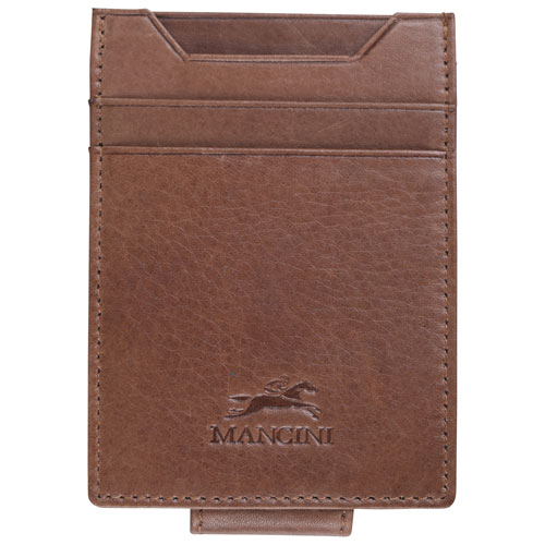 Mancini Bellagio RFID Genuine Leather Money Clip Wallet - Brown