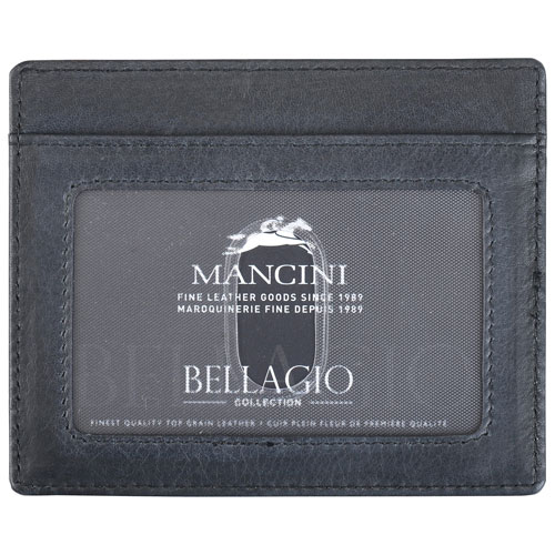 Mancini Bellagio RFID Genuine Leather Money Clip Wallet with ID Window & 4 Credit Card Slots - Black