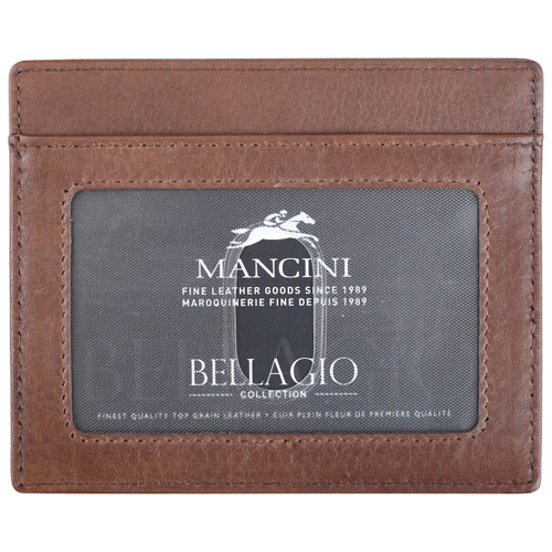 Portefeuille RFID en cuir véritable avec pince à billets, fenêtre pour carte d'identité et 4 fentes pour cartes de crédit Bellagio de Mancini - Brun