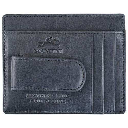 Mancini Bellagio RFID Genuine Leather Money Clip Wallet with ID Window & 4 Credit Card Slots - Grey