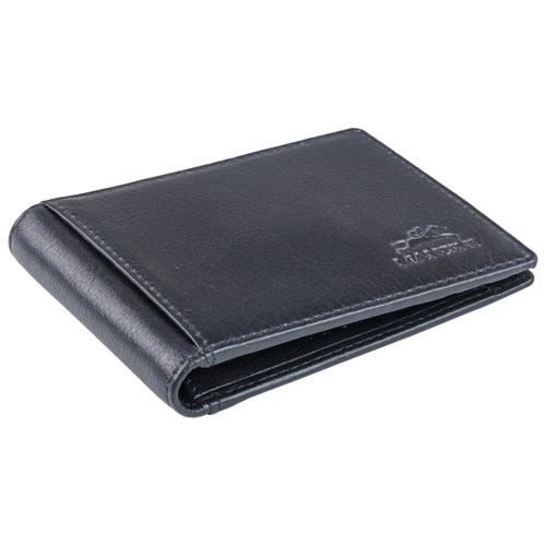 Portefeuille RFID en cuir véritable avec pince à billets et fenêtre pour carte d'identité Bellagio de Mancini - Noir