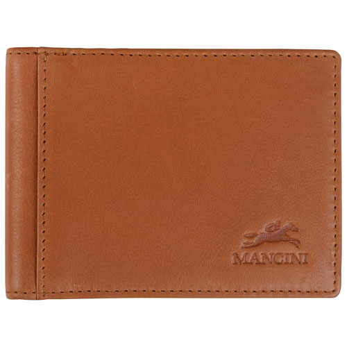 Portefeuille RFID en cuir véritable avec pince à billets et fenêtre pour carte d'identité Bellagio de Mancini - Cognac