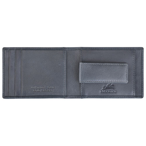 Mancini Bellagio RFID Genuine Leather Money Clip Wallet with ID Window - Grey