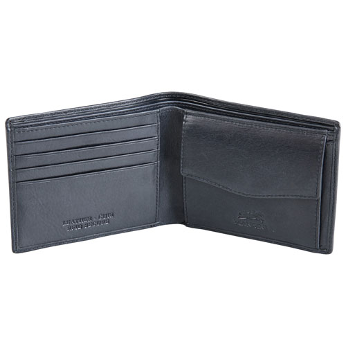 Mancini Bellagio RFID Genuine Leather Bi-fold Wallet with Coin Purse - Black