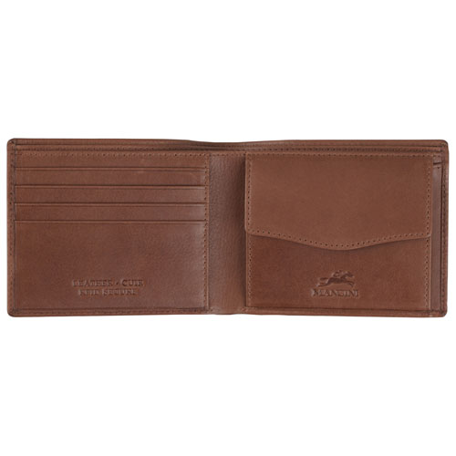 Mancini Bellagio RFID Genuine Leather Bi-fold Wallet with Coin Purse - Brown