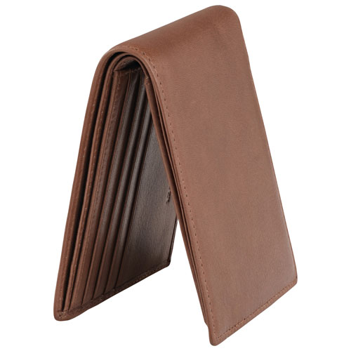 Mancini Bellagio RFID Genuine Leather Bi-fold Wallet with Coin Purse - Brown