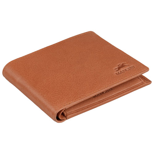 Mancini Bellagio RFID Genuine Leather Bi-fold Wallet with Coin Purse - Cognac