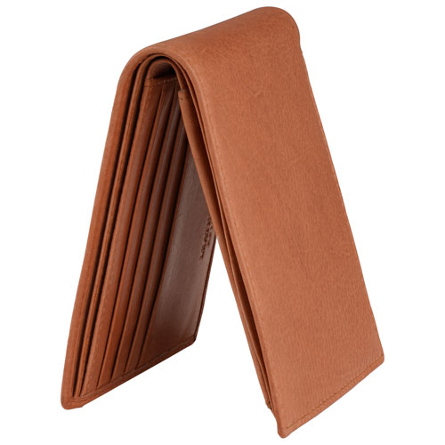 Mancini Bellagio RFID Genuine Leather Bi-fold Wallet with Coin Purse - Cognac