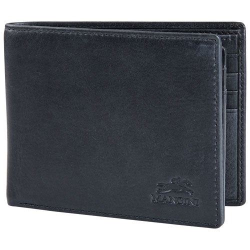 Mancini Bellagio RFID Genuine Leather Bi-fold Wing Wallet - Black