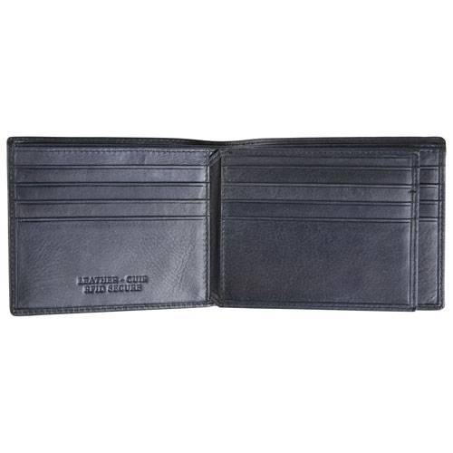 Mancini Bellagio RFID Genuine Leather Bi-fold Wing Wallet - Black