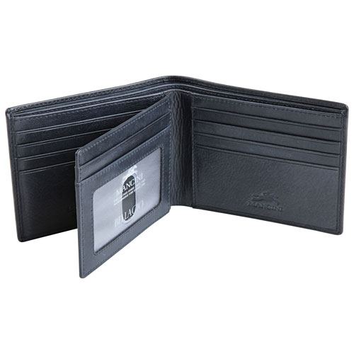 Mancini Bellagio RFID Genuine Leather Bi-fold Wing Wallet - Black