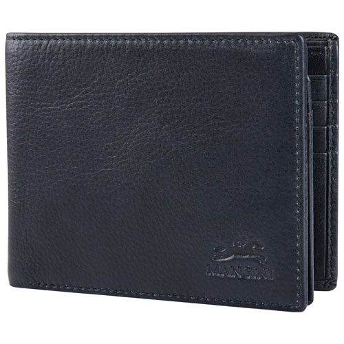 Mancini Bellagio RFID Genuine Leather Bi-fold Left Wing Wallet - Black