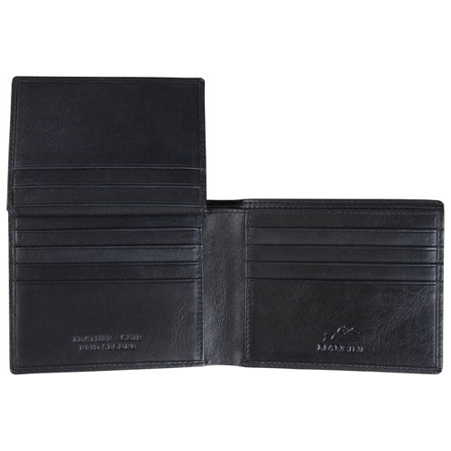 Mancini Bellagio RFID Genuine Leather Bi-fold Left Wing Wallet - Black